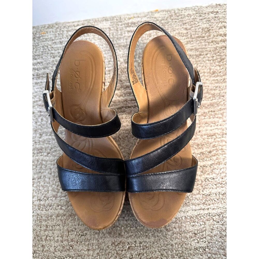 b.o.c. Born Concept Cally Black Strappy Cork Wedge Sandals Womens Size 6M - Picture 3 of 6